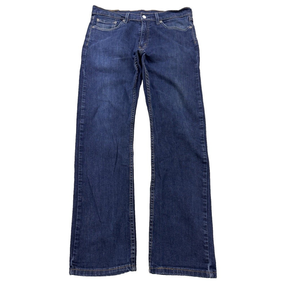 Levis 513 Jeans Men 32x30 Blue Slim Straight Stretch Whisker Distress Denim